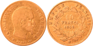10 francs Napoléon III 1858 BB TB droit et revers