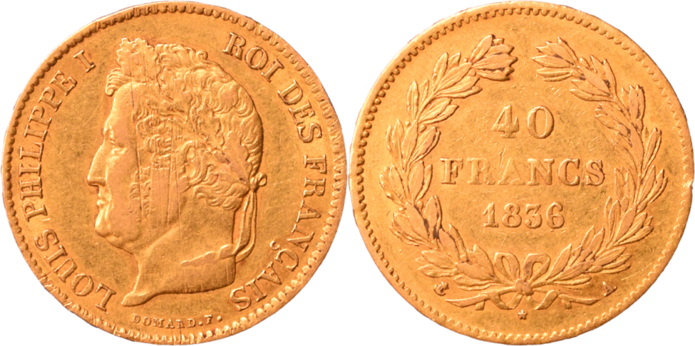 40 francs Louis-Philippe I 1836 A TTB droit et revers