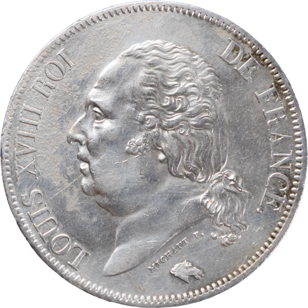 5 francs Louis XVIII 1822 A TTB droit