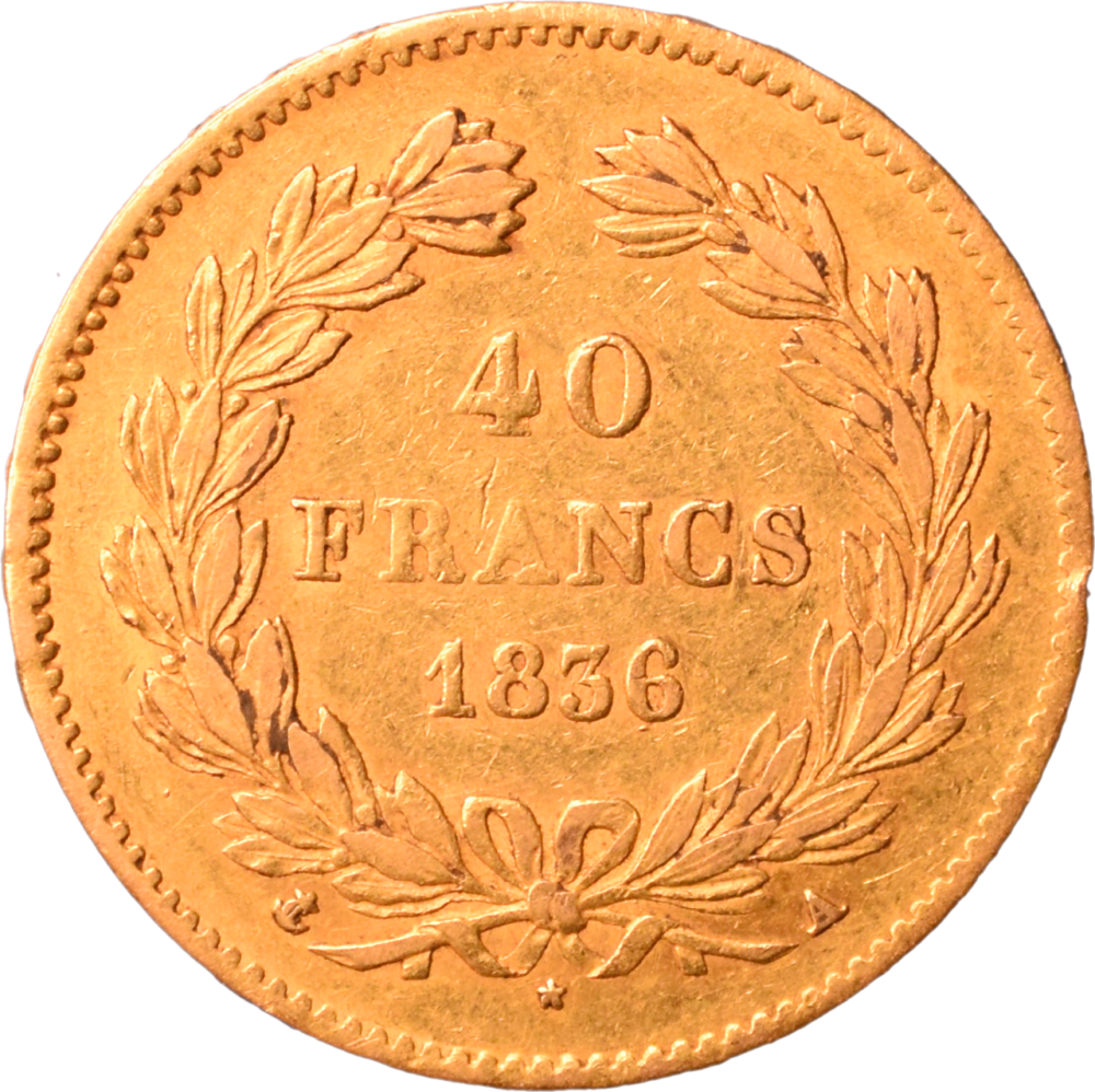 40 francs Louis-Philippe I 1836 A TTB revers