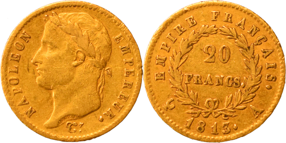 20 francs Napoléon 1813 A TTB droit et revers