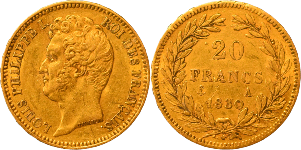 20 francs Louis-Philippe 1830 A TTB R2 droit et revers