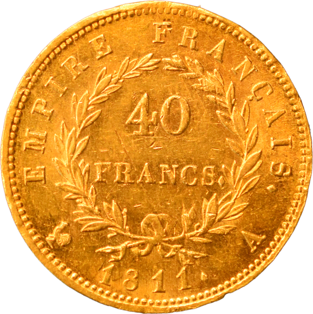 40 francs Napoléon Ier 1811 A TTB+ revers