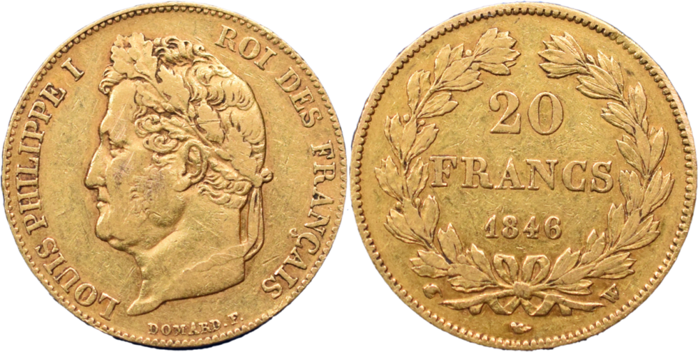 20 francs Louis-Philippe 1846 W TTB R3 droit et revers