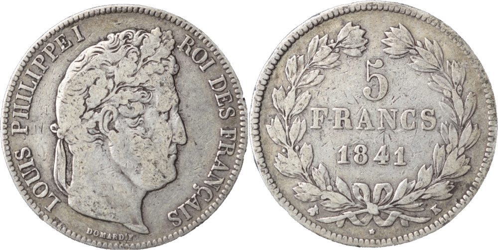 5 francs Louis Philippe Ier buste habillé selon dispo droit et revers