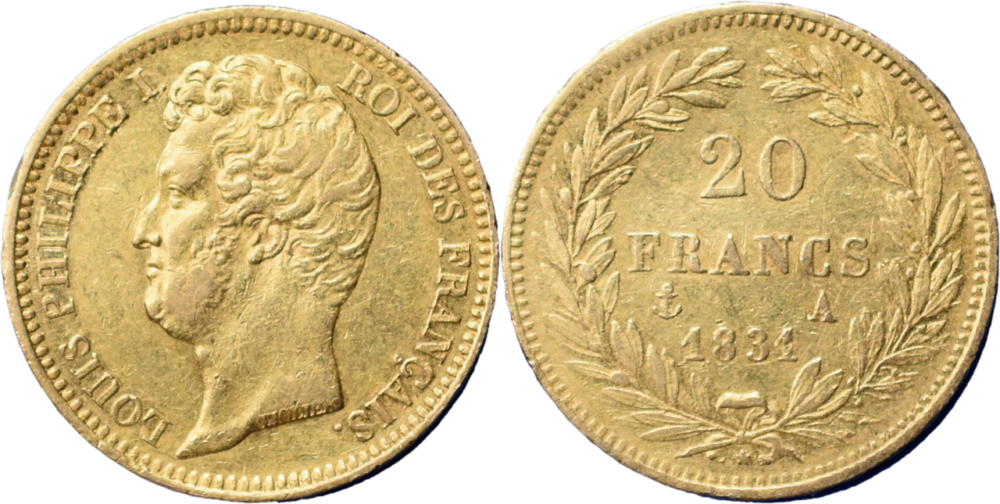 20 francs Louis-Philippe 1831 A TTB droit et revers