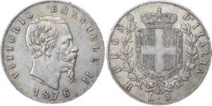 5 Lire Vittorio Emanuele II argent selon disponibilité droit et revers