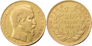 20 francs Napoléon III 1855 D TTB droit et revers