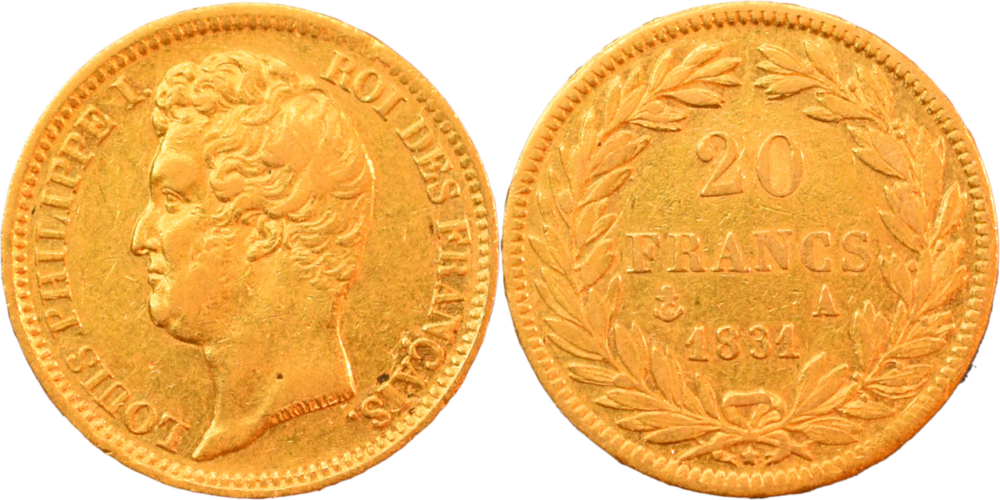 20 francs Louis-Philippe 1831 A TTB droit et revers