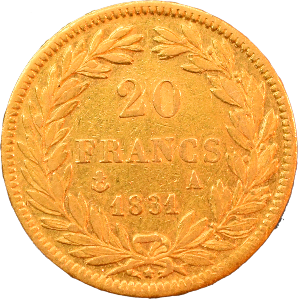 20 francs Louis-Philippe 1831 A TTB revers