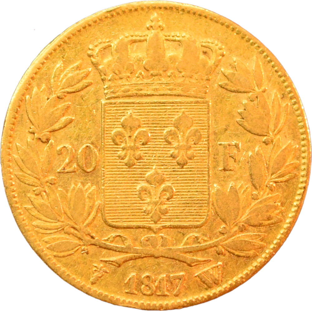 20 francs Louis XVIII 1817 W TTB revers