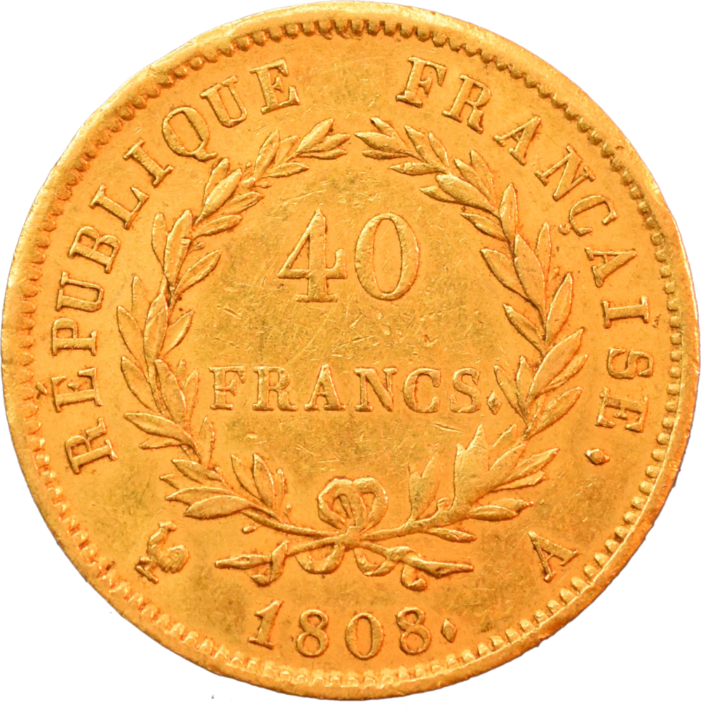 40 francs Napoléon Ier 1808 A TTB revers