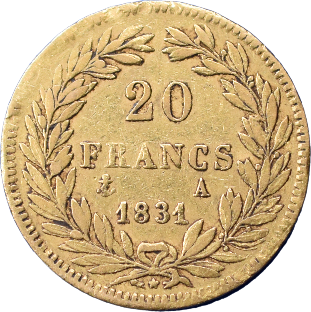 20 francs Louis-Philippe 1831 A TB+ revers