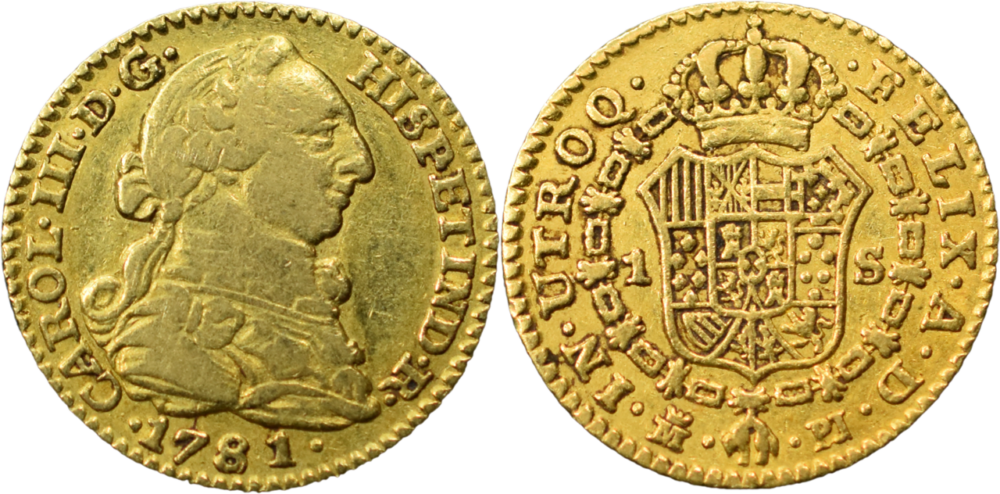 1 Escudo Charles III 1781 TB+ droit et revers