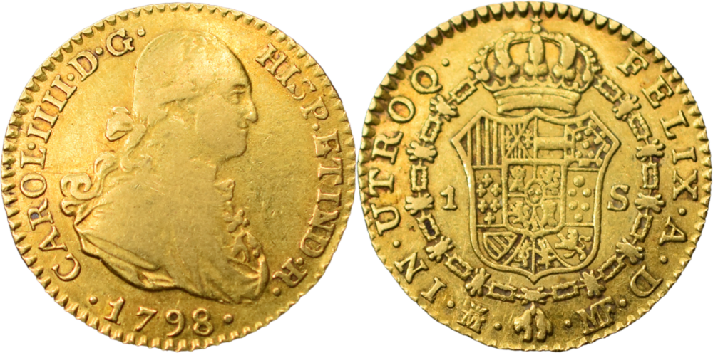 1 Escudo Charles IV 1798 TB droit et revers