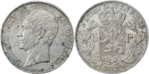 5 francs Léopold Ier argent selon disponibilité droit et revers