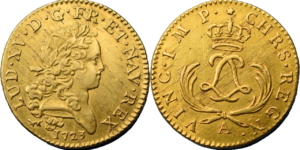 Louis XV Louis d’or 1723 A TTB Mirliton palmes courtes droit et revers