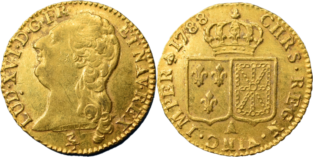 Louis XVI louis d’or 1788 A TTB+ droit et revers