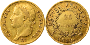 20 francs Napoléon 1810 W TB+ droit et revers