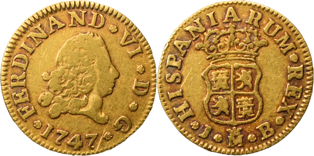 Demi Escudo Ferdinand VI 1747 M TB+ droit et revers