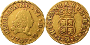 Demi Escudo Ferdinand VI 1747 M TB+ droit et revers