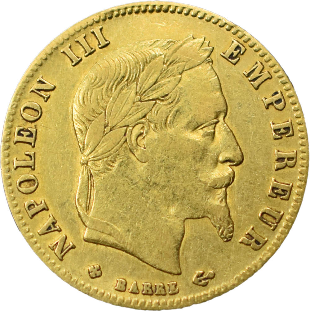 5 francs or Napoléon III 1867 BB TTB droit