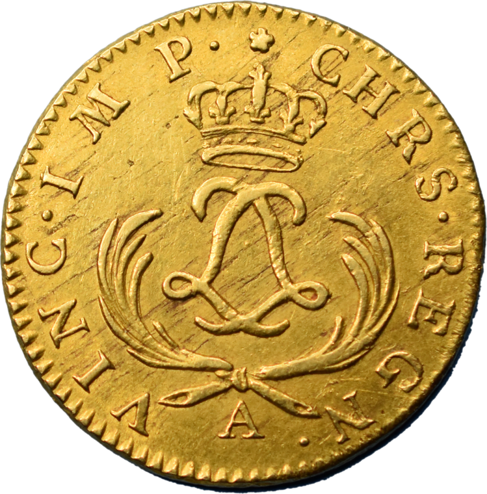 Louis XV Louis d’or 1723 A TTB Mirliton palmes courtes revers