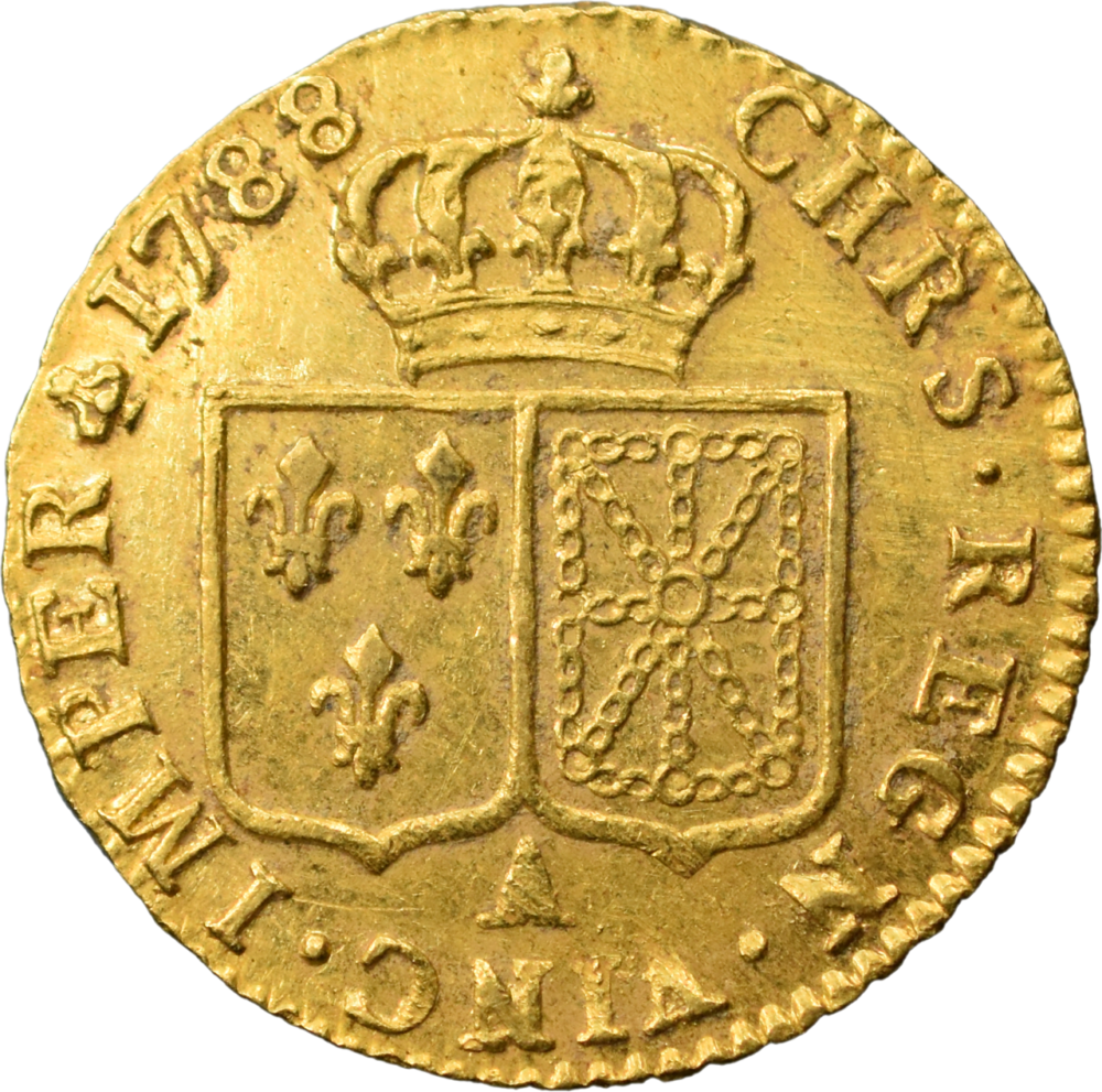 Louis XVI louis d’or 1788 A TTB+ revers