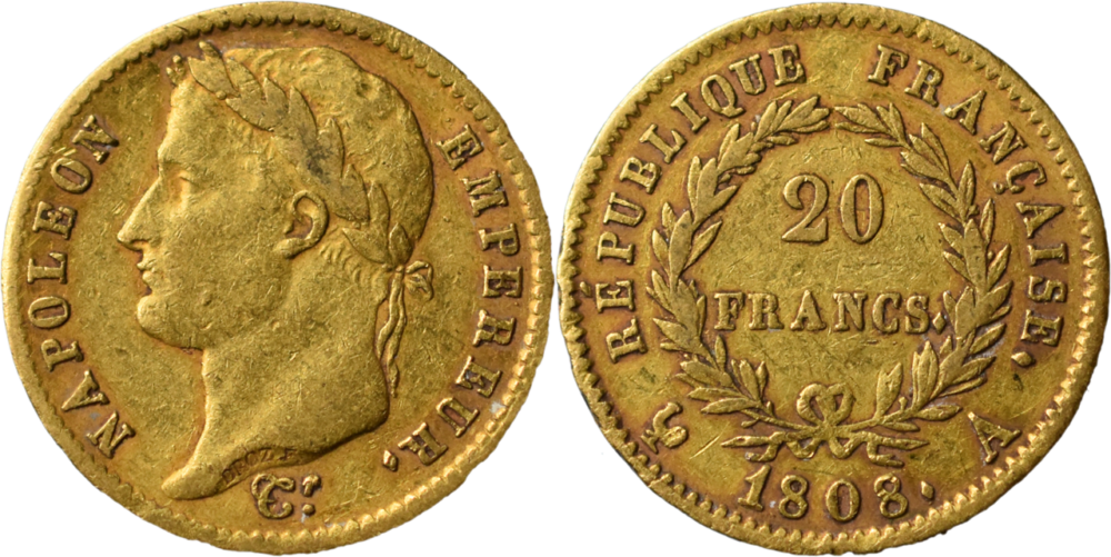 20 francs Napoléon Ier République laurée selon disponibilité droit et revers