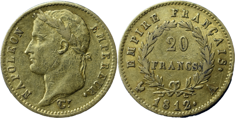 20 francs Napoléon Empire tête laurée selon disponibilité droit et revers