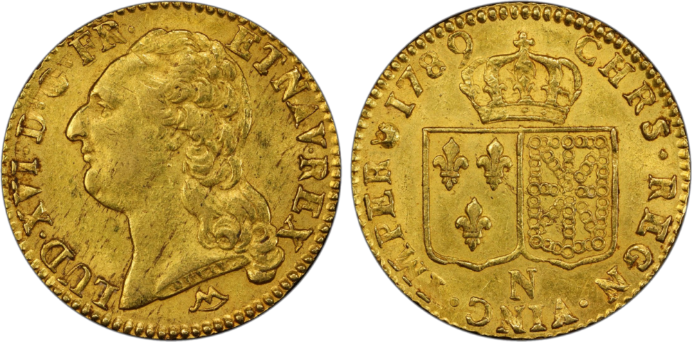 Louis XVI louis d’or 1789 N SUP AU58 PCGS droit et revers