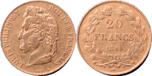 20 francs Louis-Philippe 1844 W TTB R1 droit et revers