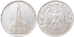 5 Reichsmark église de la garnison de Potsdam selon disponibilités droit et revers