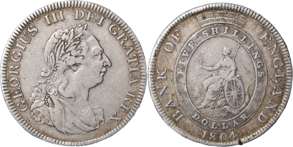 GEORGES III 1 Dollar ou 5 Shillings TTB R2 droit et revers