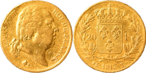 20 francs Louis XVIII 1817 L TTB droit et revers