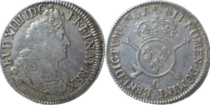 Demi écu Louis XIV aux insignes 1701 C Caen TTB réformation droit et revers