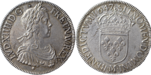 Ecu Louis XIV à la meche longue 1647 M SUP R2 droit et revers
