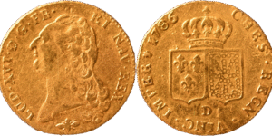 Louis XVI double louis d’or 1786 D TB+ droit et revers