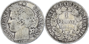 1 franc Cérès argent IIIe République selon disponibilité droit et revers