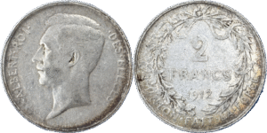 2 francs Belgique Albert Ier français et néerlandais argent selon disponibilités droit et revers
