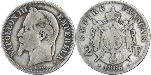 2 francs Napoléon III tête laurée argent selon disponibilités droit et revers