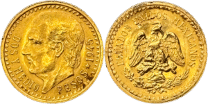 2,5 Pesos or Mexique selon disponibilité droit et revers