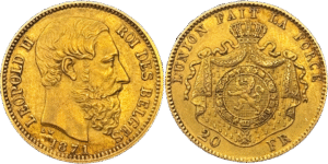 20 francs or Leopold II selon disponibilités droit et revers