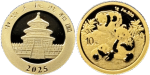 10 Yuan panda chine or 999 ‰ 1 gramme selon disponibilité droit et revers