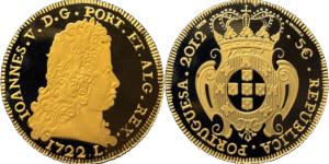 5€ Portugal commémorative Peça de Jean V or 999 ‰ droit et revers