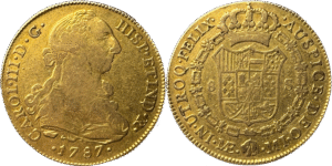 8 escudos Charles III 1787 TB Pérou R1 droit et revers