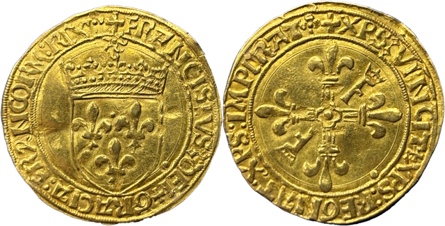 Ecu d’or au soleil François Ier 2e type Lyon droit et revers