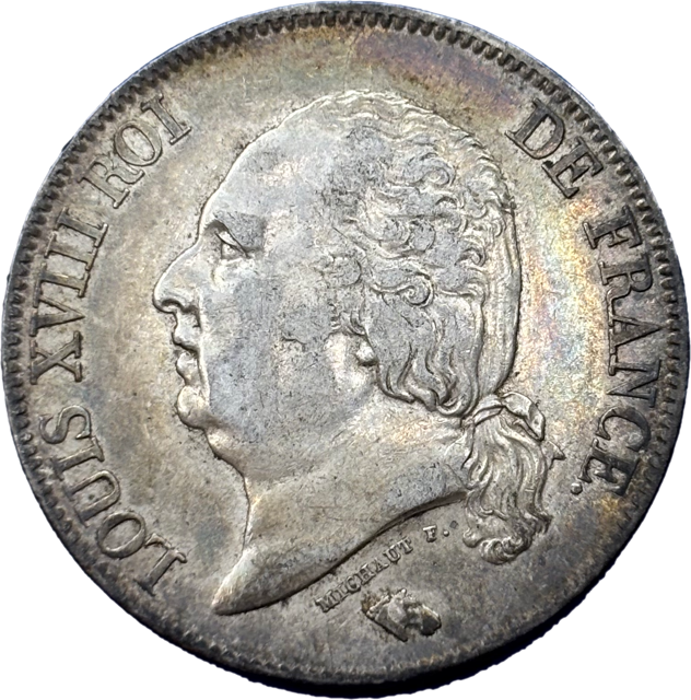 5 francs Louis XVIII 1822 W TTB droit