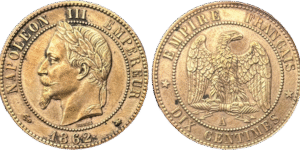 10 centimes Napoléon III 1862 A SUP droit et revers