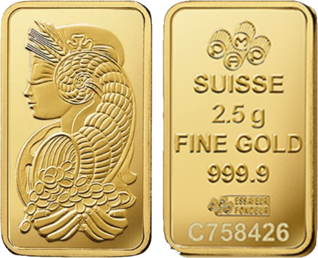 Lingotin 2,5 grammes d’or 999 PAMP